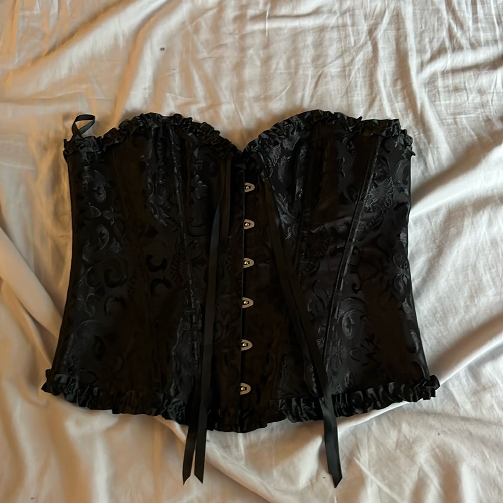 Corset black damask adjustable xl